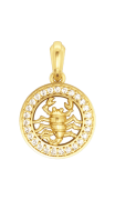Scorpio Charm Pendant in Gold with 27 Diamonds